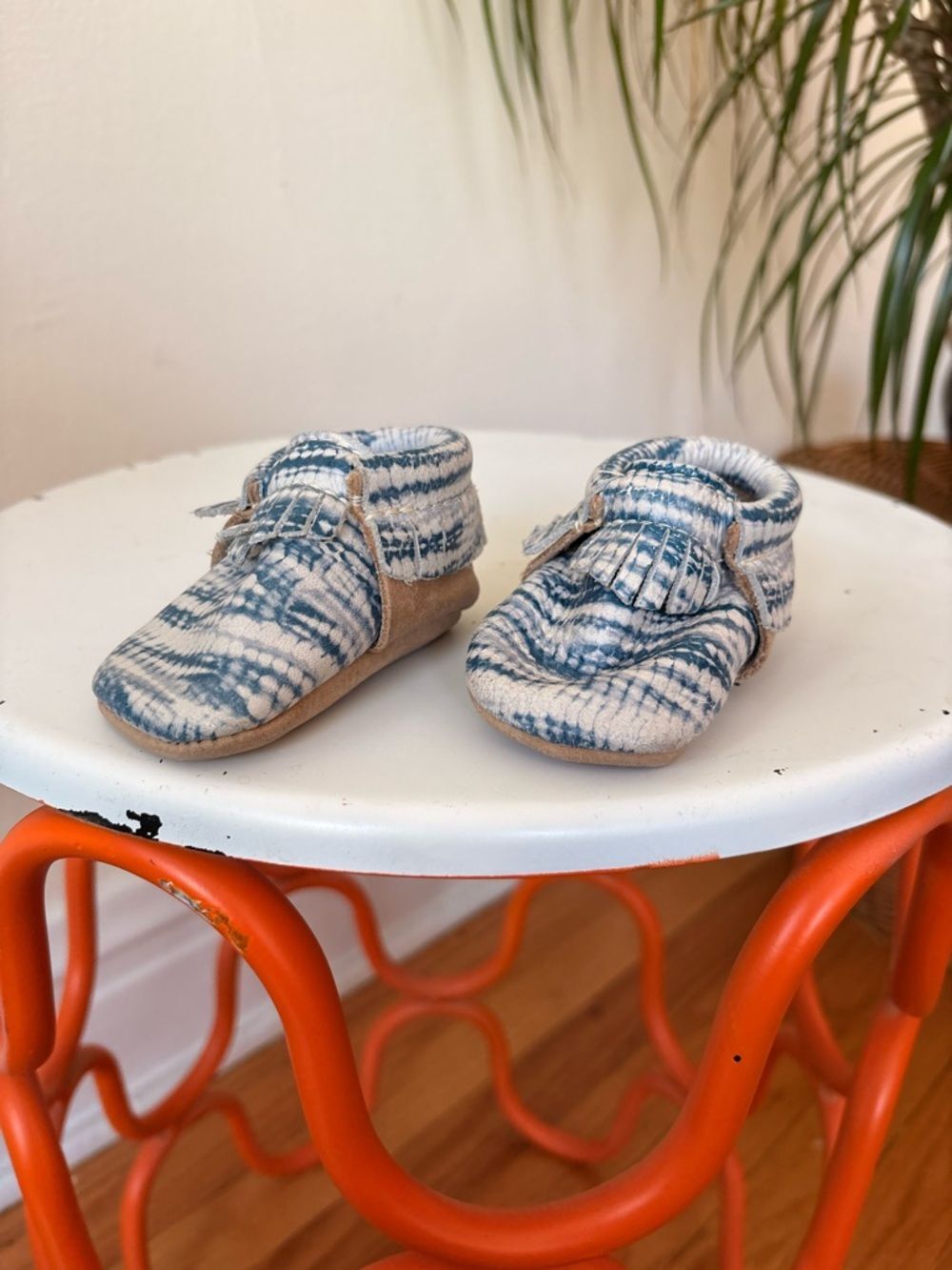 Tie-Dye Blue Baby Moccasins - Soft Slip-On Kids Shoes